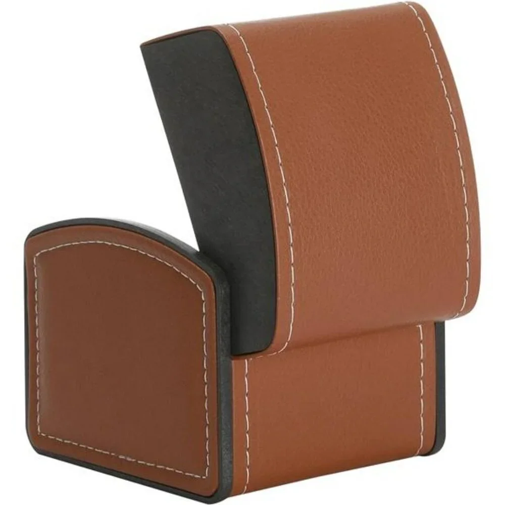 Single Watch Box PU Leather Case with Pillow Jewelry Display Storage Brown